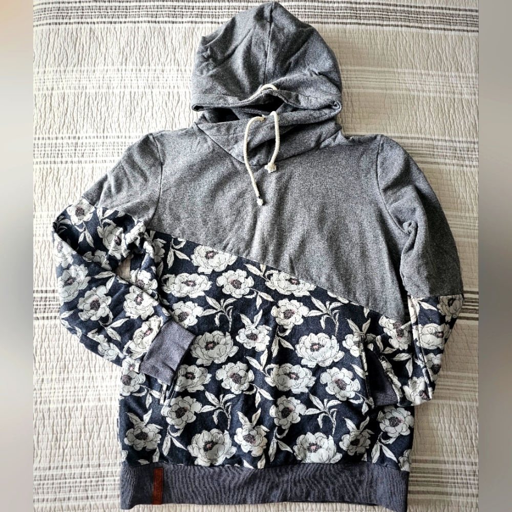 Ampersand Ave Grey Splicing Floral Hoodie